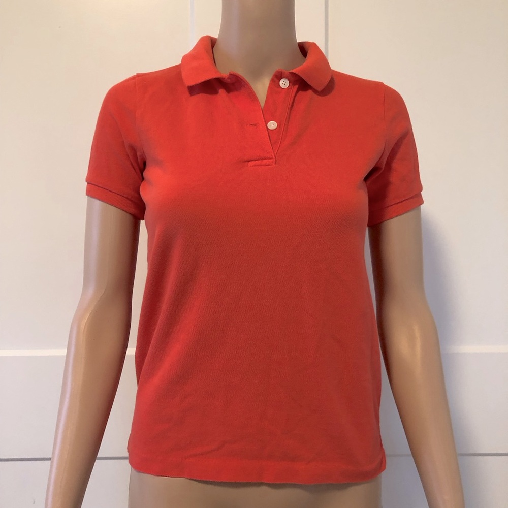 J. Crew Coral Orange Pique 2 Button Cotton Short Sleeves Polo Shirt Top XXXS XXS